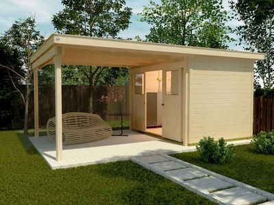 weka Lounge-Haus 225 A Gr. 1, natur, 21 mm, Schiebetür, Lounge 300 cm, ohne RW,205+300 x 299cm