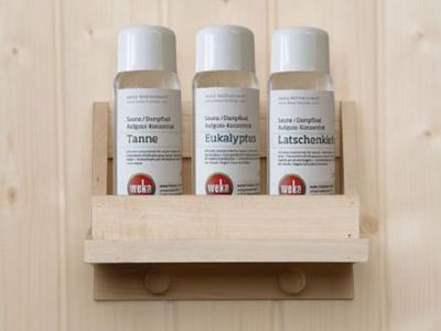 Sauna-Aufguss-Konzentrat Set mit Regal