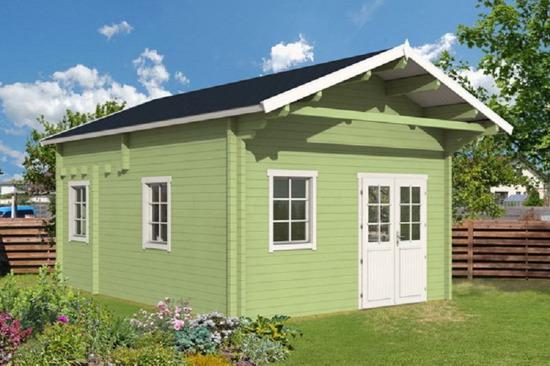Gartenhaus mit Isolierverglasung Oelland F 70mm 440x595cm mit Schlafboden