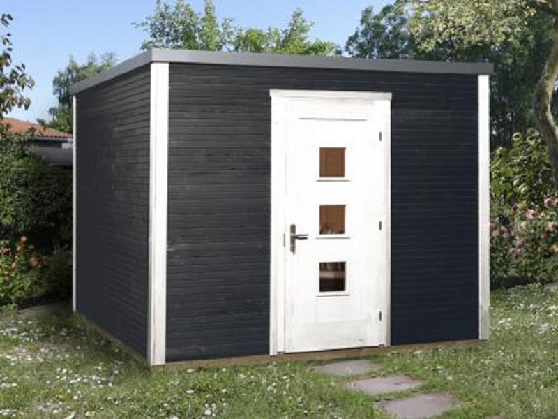 300 x 300cm  Gartenhaus        Line 413 Gr.2, anthrazit, 45 mm, Einzeltür