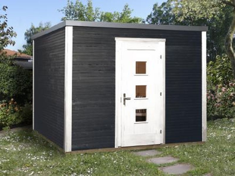 250 x 250cm  Gartenhaus        Line 413 Gr.1, anthrazit, 45 mm, Einzeltür