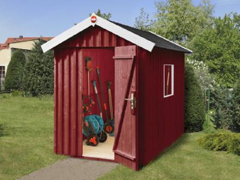 162 x 246cm Schwedenhaus Gr.2, sägerauh, schwedenrot, Einzeltür, Fenster