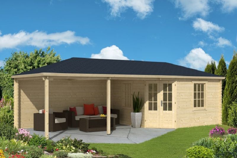 Gartenhaus Blockhütte Paiva 45mm 800cm x 350cm
