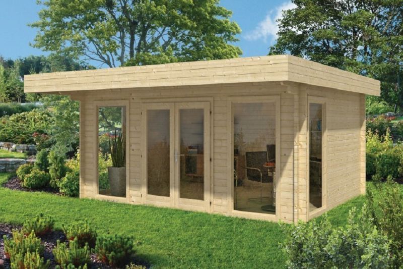 Gartenhaus Blockhütte Yorick 45mm 500cm x 370cm Isolierverglast