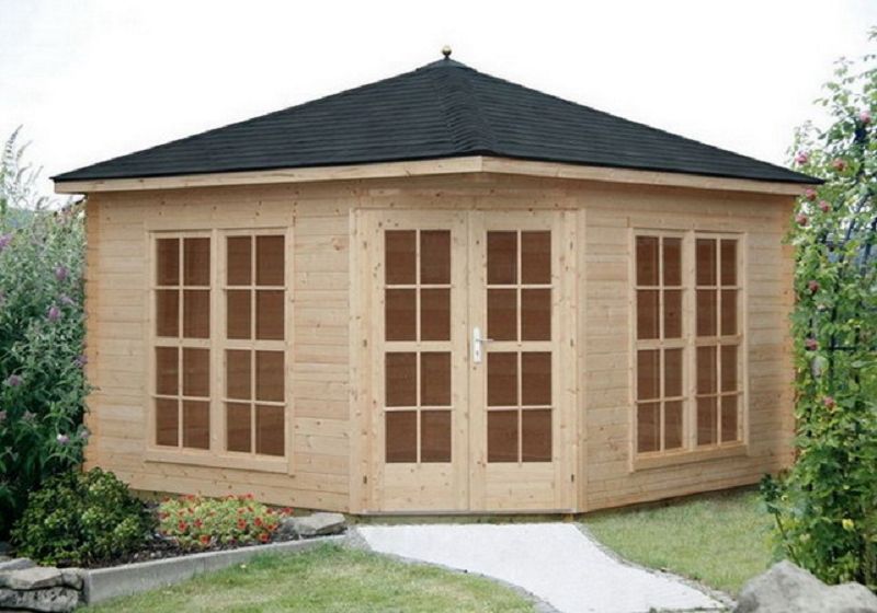 Fünfeckhaus VICTORIA C 40mm 400X400cm Gartenhaus NEU - mit ISOVERGLASUNG