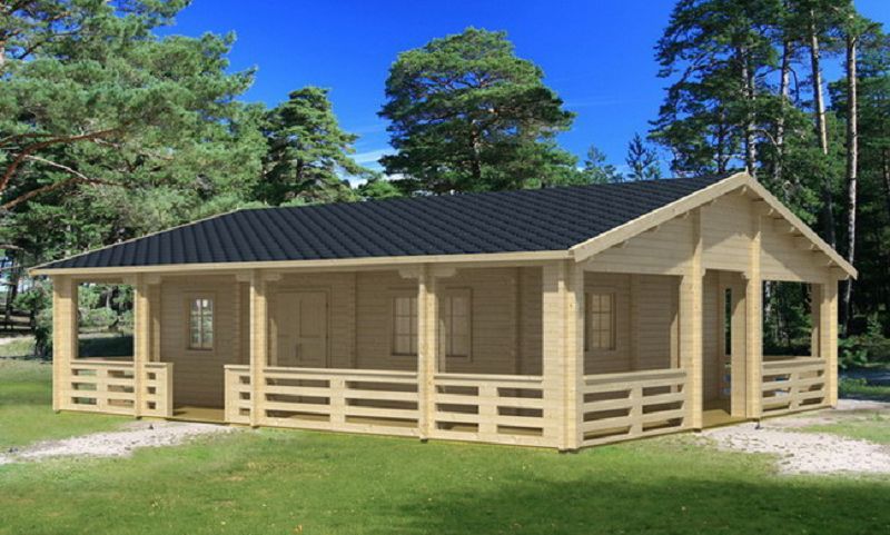 Ferienhaus mit Isolierverglasung RIOPAS 70mm 1004x887cm Gartenhaus