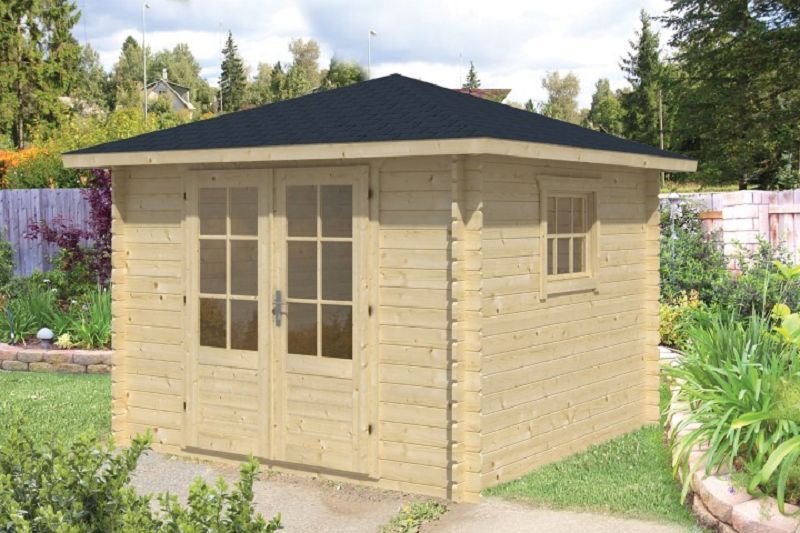 Gartenhaus Blockhütte Halvar 28mm 300cm x 300cm