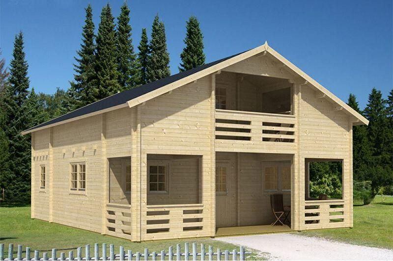 Ferienhaus mit Isolierverglasung SERENA 70mm 795x970cm mit Schlafboden