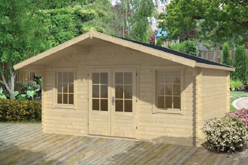Gartenhaus Blockhütte Viggo 28mm 380cm x 500cm
