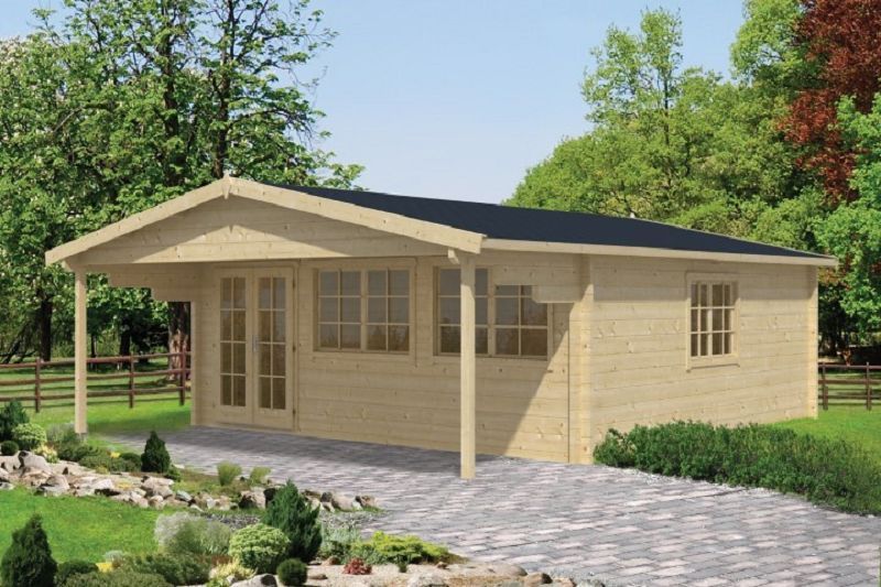 Gartenhaus Blockhütte Rune 70mm 595cm x 595cm