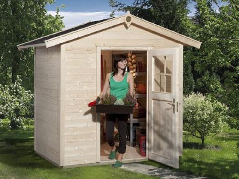 205 x 154cm  Gartenhaus 223 Gr.1, natur, 21 mm, Einzeltür