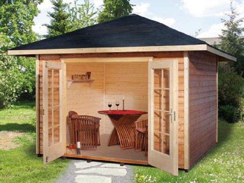298 x 298cm  Gartenhaus 177 4-Eck Gr.2, 28 mm