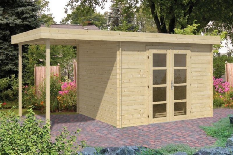 Gartenhaus Blockhütte Extramodern 28mm 260cm x 320cm