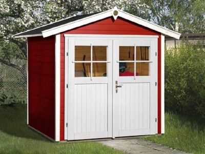 205 x 209cm  Gartenhaus 224 Gr.1, schwedenrot, 21 mm, Doppeltür