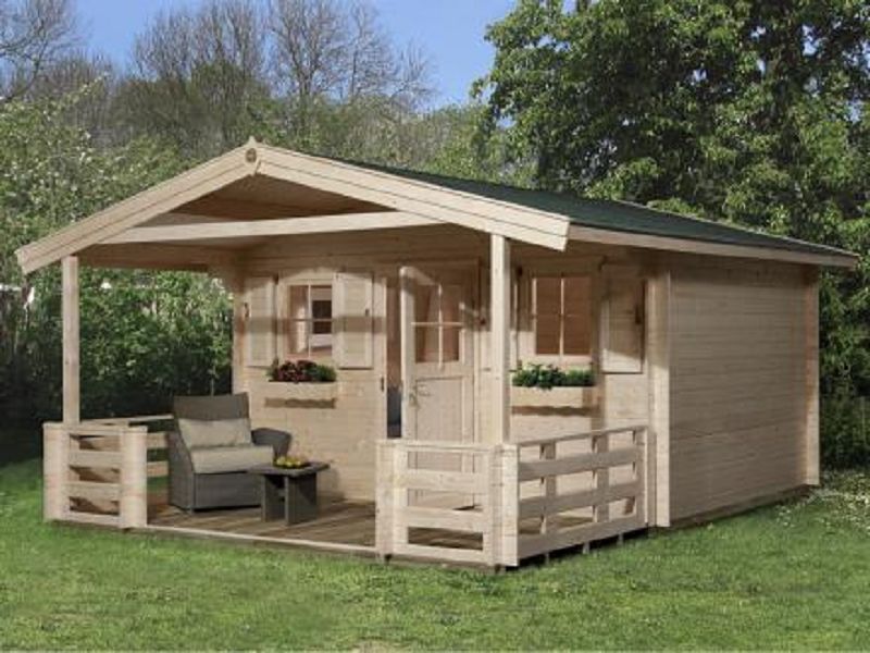380 x 300cm  Gartenhaus 110 B Gr.1, 28 mm, VT, Einzeltür, 2 Einzelfenster