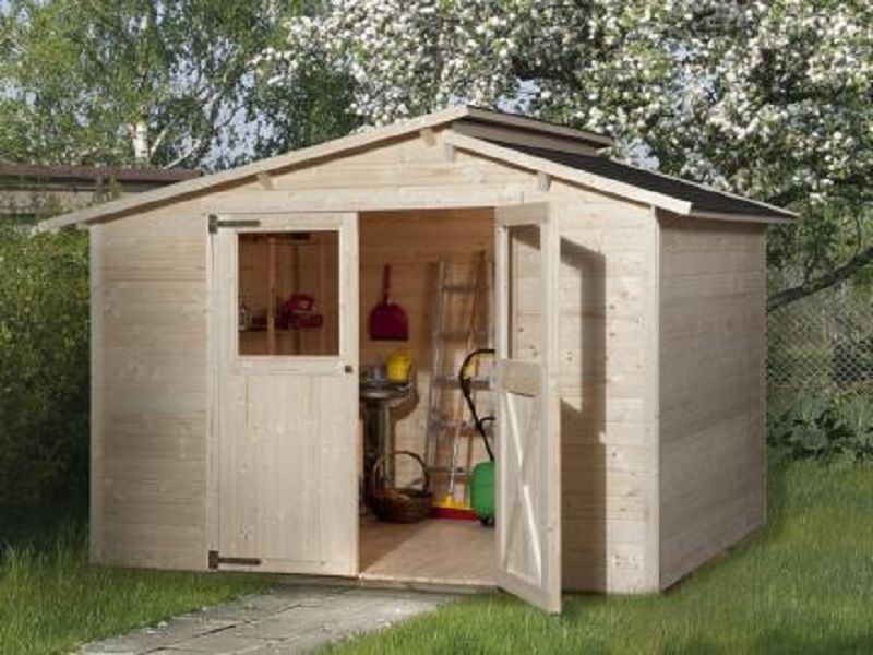 299 x 250cm  Gartenhaus 323 Gr.4, natur, 19 mm