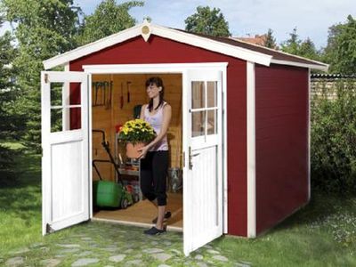 235 x 239cm Gartenhaus 224 Gr.3, schwedenrot, 21 mm, Doppeltür