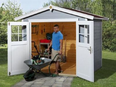 235 x 209cm Gartenhaus 224 Gr.2, grau, 21 mm, Doppeltür