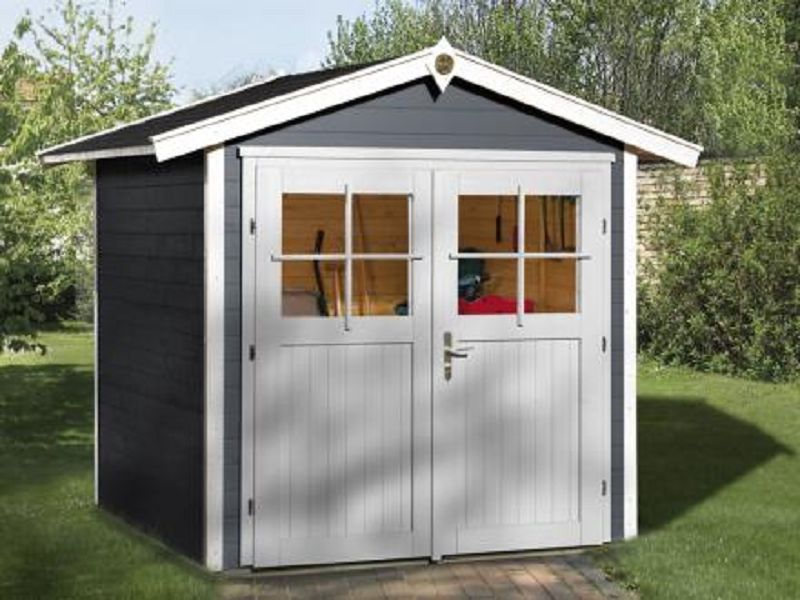 235 x 239cm  Gartenhaus 224 Gr.3, anthrazit, 21 mm, Doppeltür