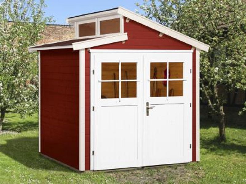 205 x 209cm  Gartenhaus 226 Gr.1, schwedenrot, 21 mm