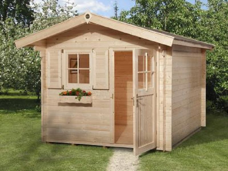 250 x 250cm  Gartenhaus 131 Gr.1, 45 mm, V60, Einzeltür, Einzelfenster