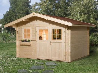 340 x 250cm  Gartenhaus 109 Gr.1, 28 mm, Doppeltür, Einzelfenster