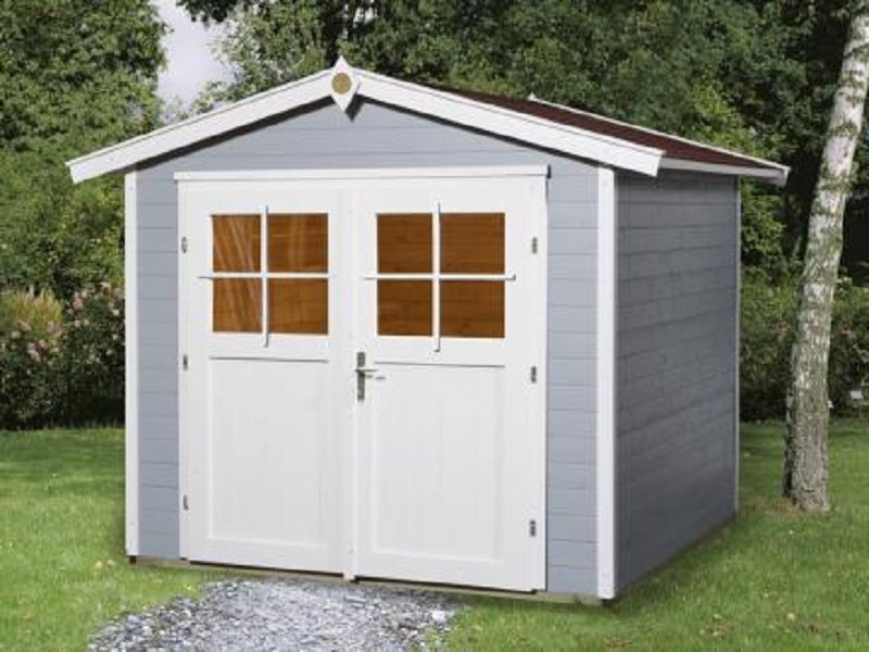 235 x 239cm Gartenhaus 224 Gr.3, grau, 21 mm, Doppeltür