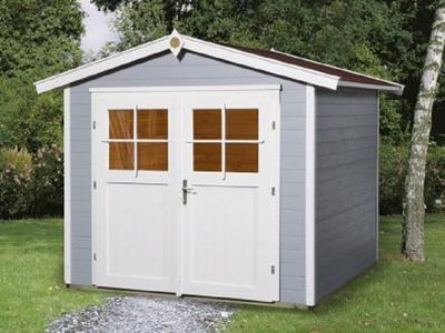235 x 239cm Gartenhaus 224 Gr.3, grau, 21 mm, Doppeltür
