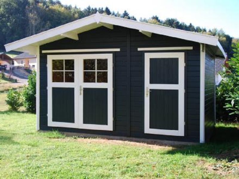 400 x 295cm  Gartenhaus 261 Gr.2, 28 mm, Doppeltür, Nebenraum m. Einzeltür, mit 2. Raum