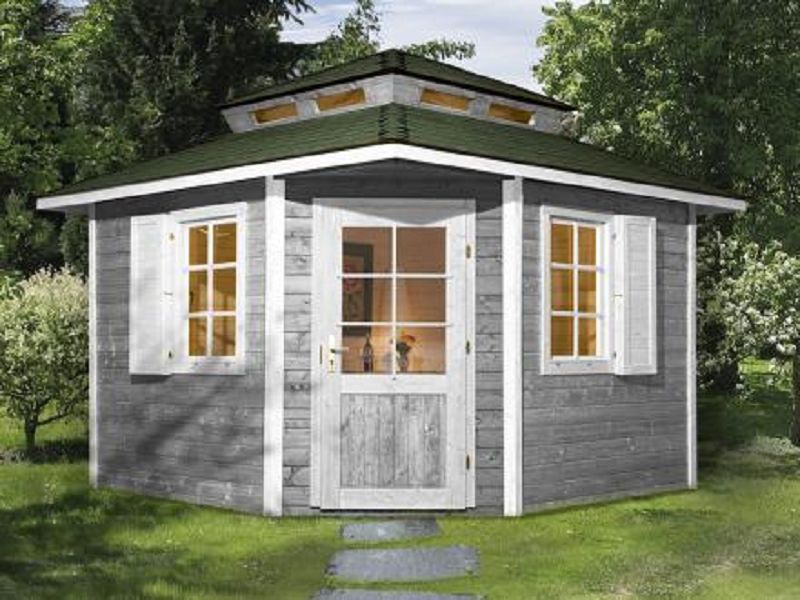 298 x 298cm  Gartenhaus 149 5-Eck m.Dachaufsatz Gr.2, 28 mm