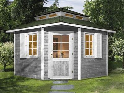 298 x 298cm  Gartenhaus 149 5-Eck m.Dachaufsatz Gr.2, 28 mm