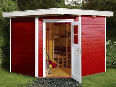 235 x 239cm  Gartenhaus 229 Gr.2, schwedenrot, 21 mm
