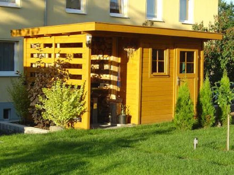 385 x 210cm  Gartenhaus 170 A Gr.1, 28 mm Holzlagerplatz 150 cm
