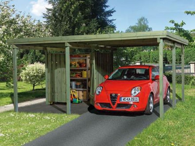 478 x 389cm  Carport 607 Gr.1, inkl. Geräteraum