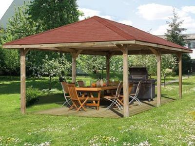 702 x 357cm  Gartenoase/Carport 651 D Gr.3, Sparset inkl schwarzen DS