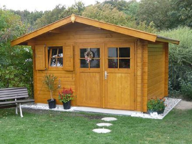 340 x 300cm  Gartenhaus 109 Gr.2, 28 mm, Doppeltür, Einzelfenster