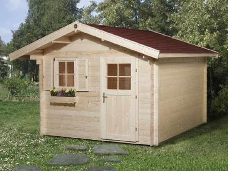 300 x 250cm  Gartenhaus 107 A Gr.3, 28 mm, VD 60, Einzeltür, Einzelfenster,