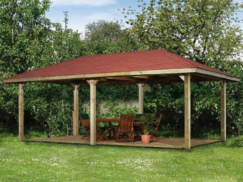 608 x 310cm  Gartenoase/Carport 651 D Gr.2, Sparset inkl. schwarzen DS