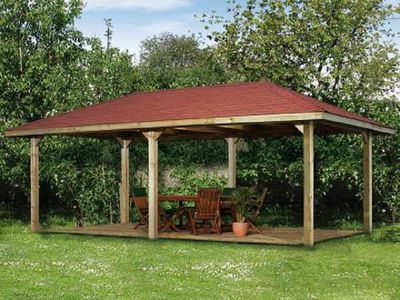 608 x 310cm  Gartenoase/Carport 651 D Gr.2, Sparset inkl. schwarzen DS