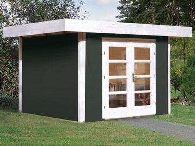295 x 210cm  Gartenhaus 126 Gr.1, anthrazit, 28 mm, Doppeltür