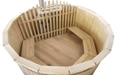 150cm Thermoholz Badefass Badezuber Badebottich mit Innenofen