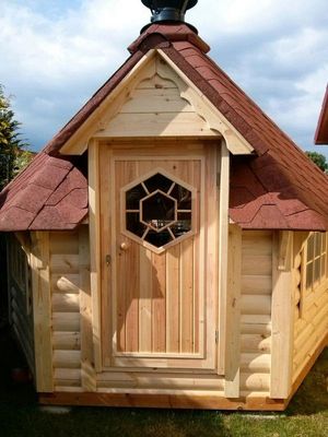 6 eckige Grillkota Grillhütte 7m²
