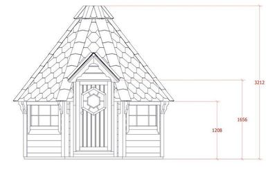 8 eckige Grillkota Grillhütte 6.9 m²