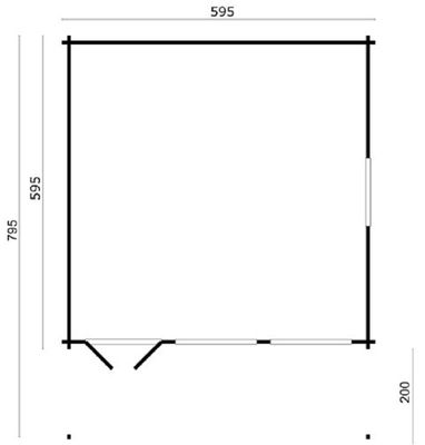 Gartenhaus Blockhütte Rune 70mm 595cm x 595cm