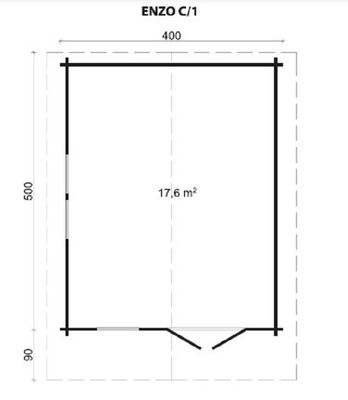 Gartenhaus mit Isolierverglasung ENZO C/1 70mm 400X500cm