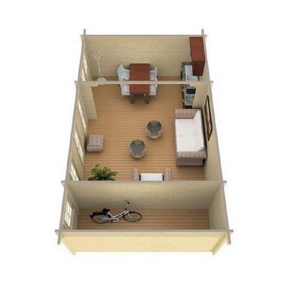 Ferienhaus mit Isolierverglasung LEON A 70mm 725x300cm Gartenhaus