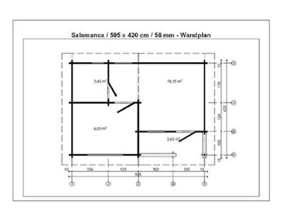 Gartenhaus mit Isolierverglasung SALAMANCA 70mm 595X420cm