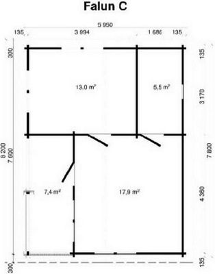 Gartenhaus mit Isolierverglasung FALUN C 70mm 780x595cm