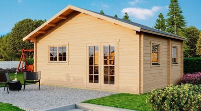 Weekendhaus Typ 703 Gr. 1, 70 mm, natur , 600 x 500 cm