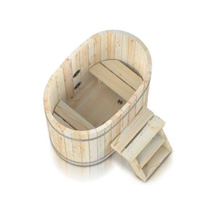 ovales Tauchbecken Badebottich Badezuber Badefass Badetonne Tünni aus Fichte/Thermoholz 1.3x0.85m